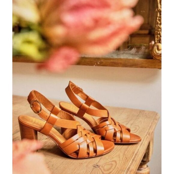 Sézane Les Souliers Sandales High Marius brown leather heels sz 37 US 6.5 - Picture 12 of 12